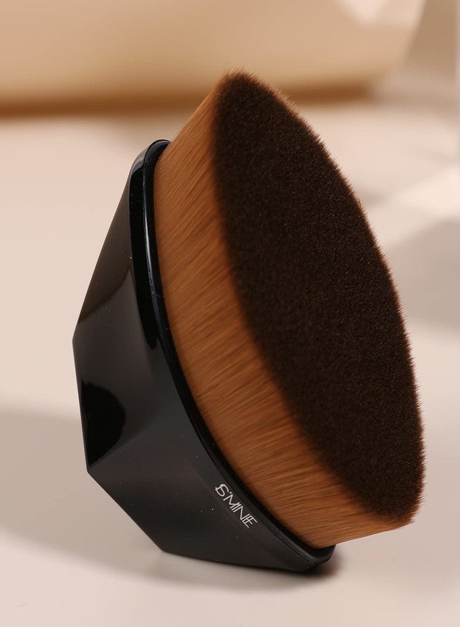 IS'MINE ISMINE Foundation Makeup Brush Flat Top Kabuki Hexagon Face Blush Liquid Powder Foundation Brush for Blending Liquid, Cream or Flawless Powder Cosmetics with Bonus Protective Case (Black) - Image 3